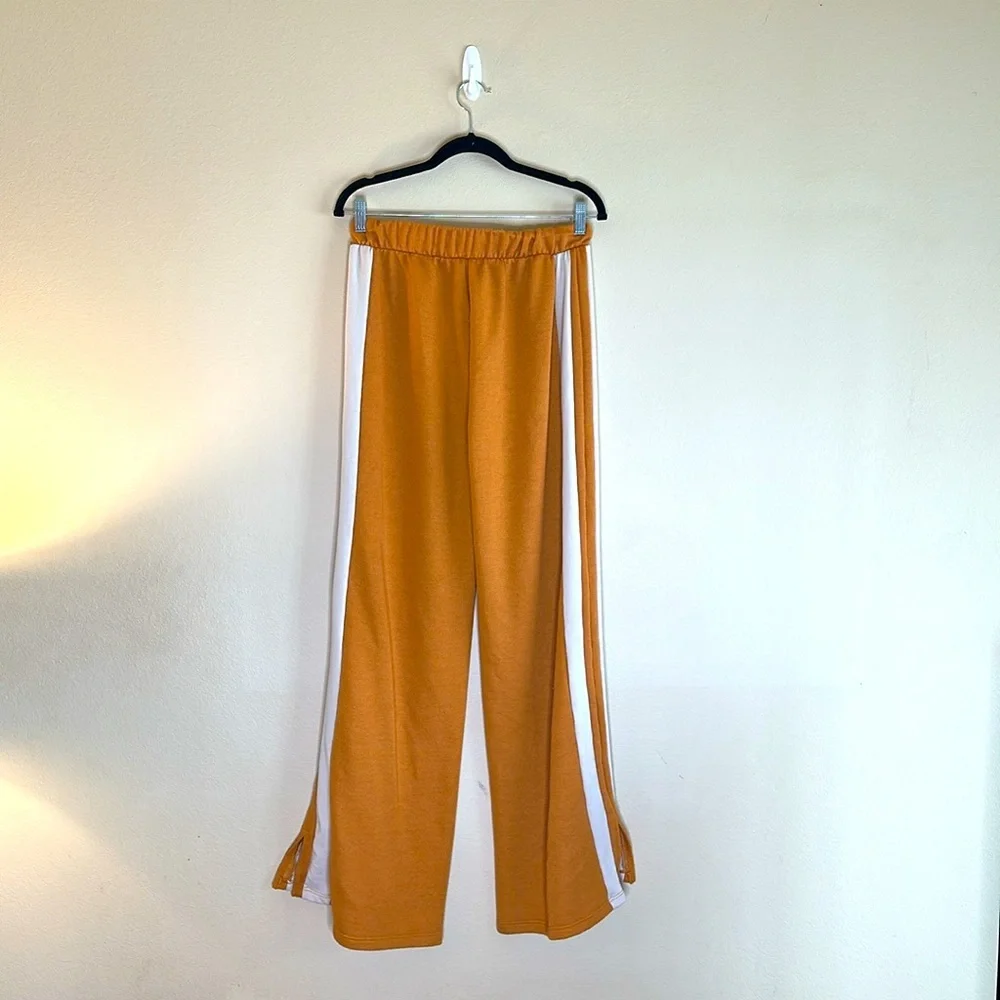 WIN WIN Wide Leg Sweatpants Pull On With A Drawstring Pumpkin Color Size Large - Picture 5 of 8